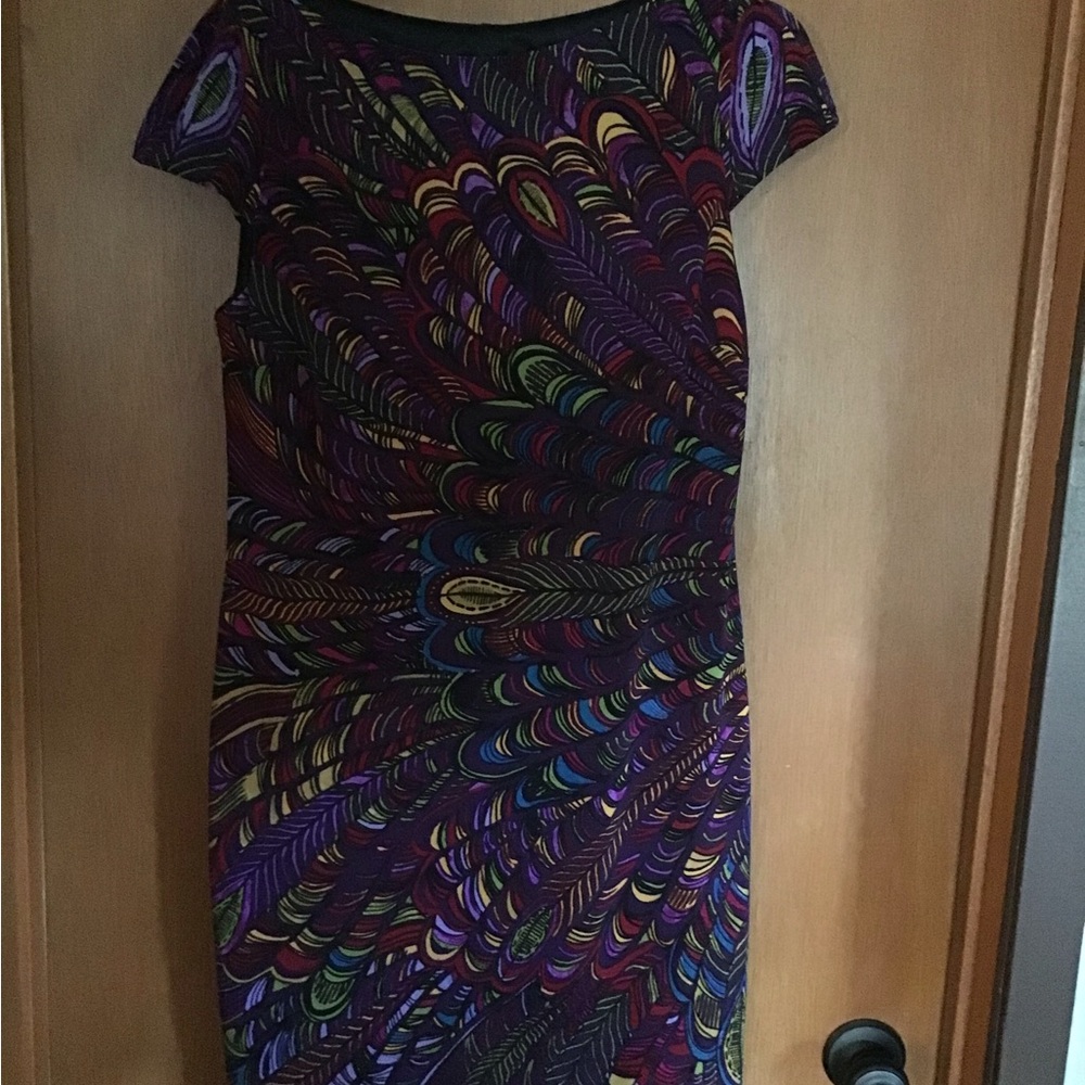 Evan Picone Dress Purple Multi-Color Print Sheath Dress - 10